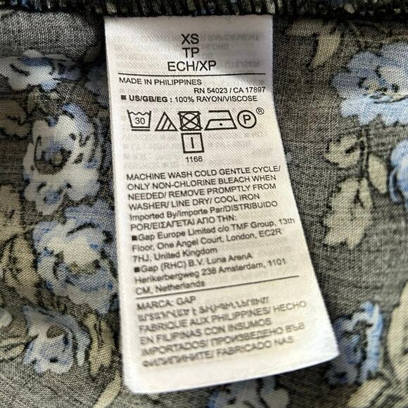 GAP Blue Floral Mini Dress Sleeveless Tie Waist Cottagecore Soft Girl Women XS - Picture 8 of 9